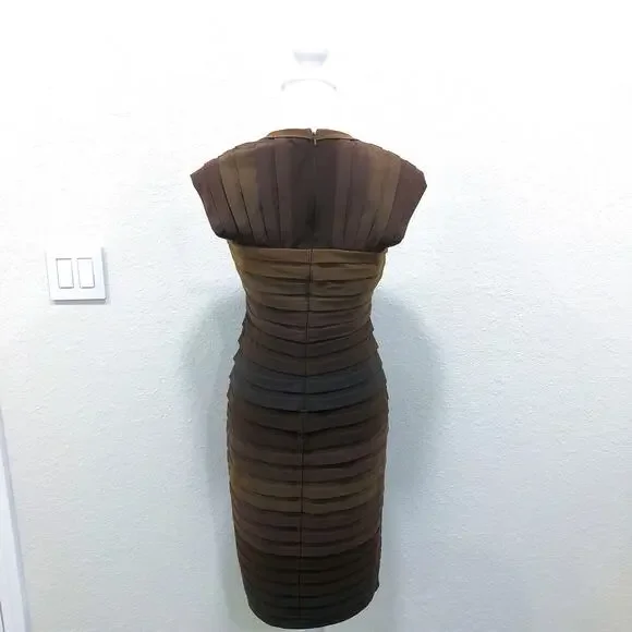 Tadashi Shoji Brown Ombre Banded Layered Bodycon Sheath Dress - Picture 4 of 9